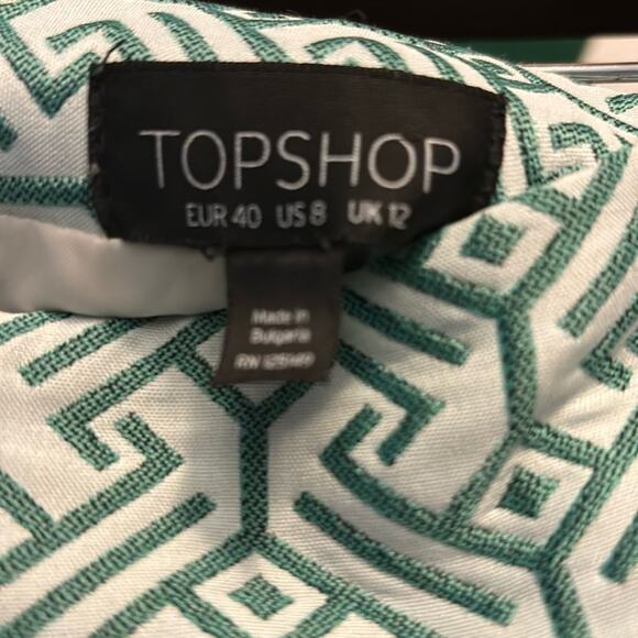 Topshop Geometric Print Textured Mini Skirt 8 Green/Gray Dopamine Mermaid  Retro - Picture 8 of 8